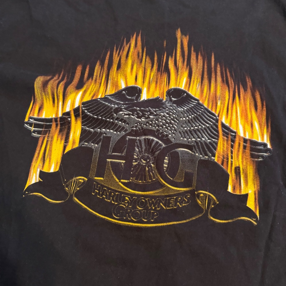 Harley Davidson HOG Michiana Elkhart Chapter Flaming Eagle Black Graphic T-Shirt - Picture 3 of 5
